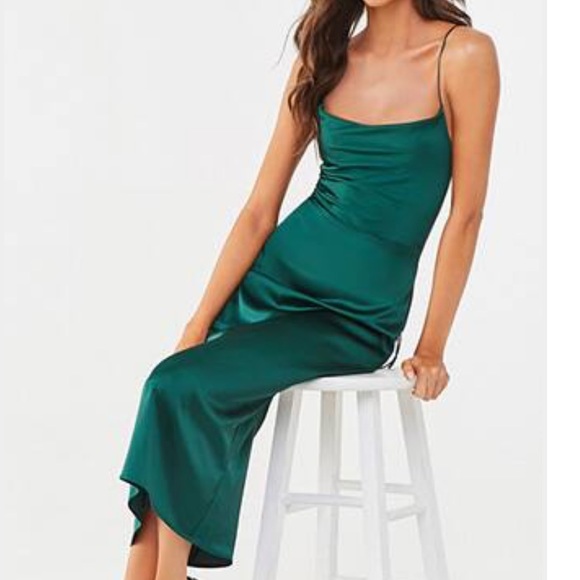 Forever 21 Dresses & Skirts - Satin Green Lace Up dress forever21